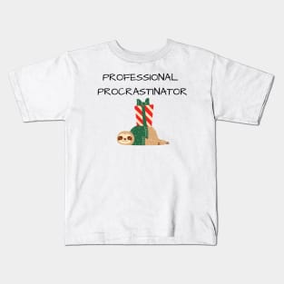 Professional Procrastinator Lazy Christmas Sloth Kids T-Shirt